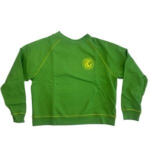 Made Some Souvenirs Crewneck Sweatshirt Green Yellow Embroidered Logo S NWOT